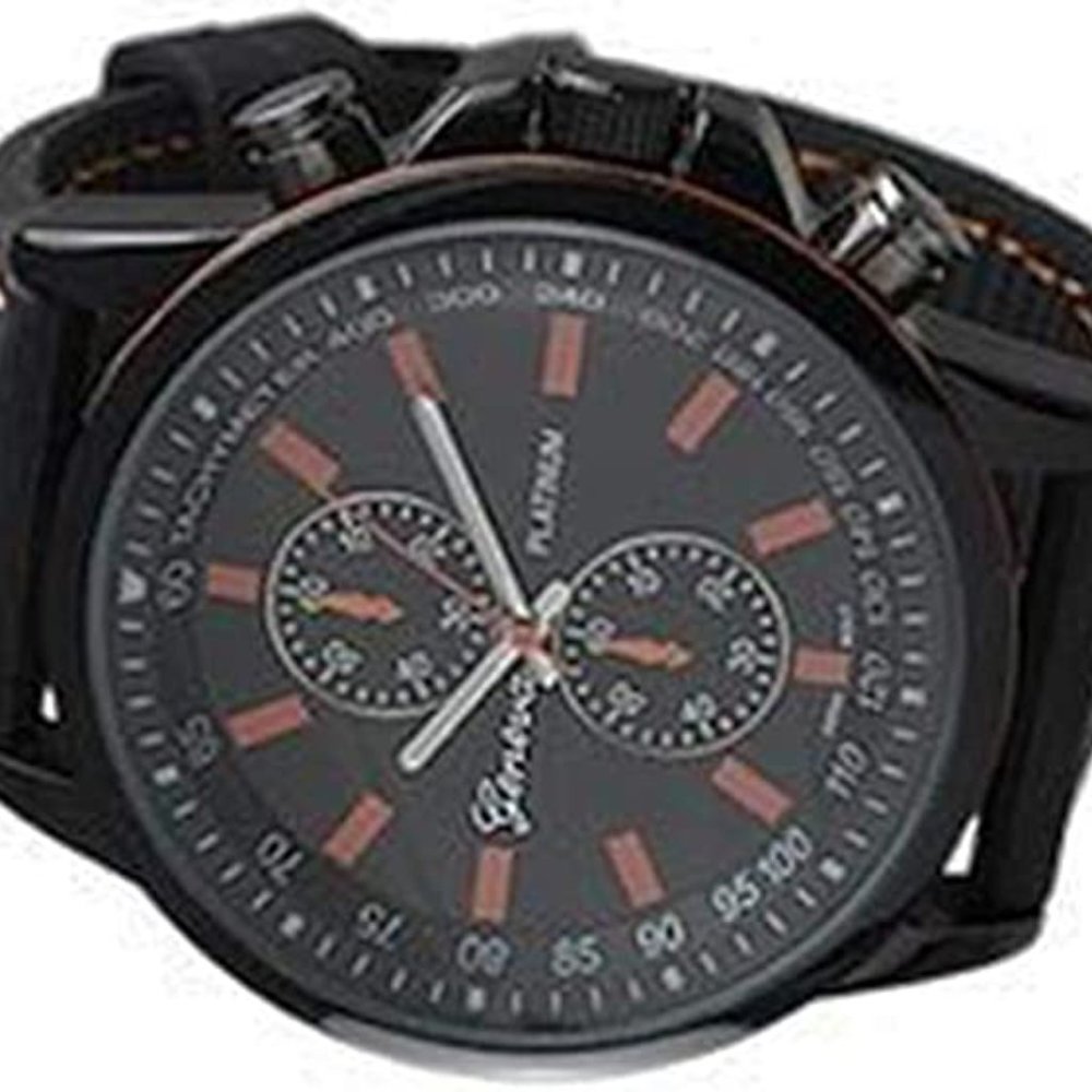 Geneva Platinum 12970012 Men's Tachymeter Silicone Strap Watch-ORANGE